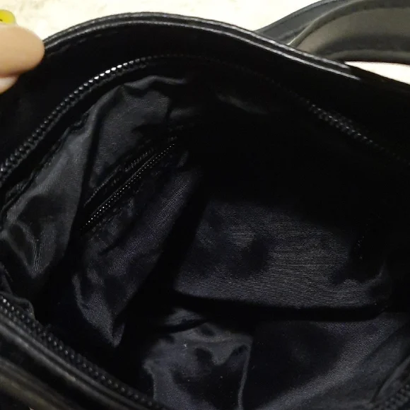 Gold Coral Black Leather Crossbody Bag - Picture 5 of 5